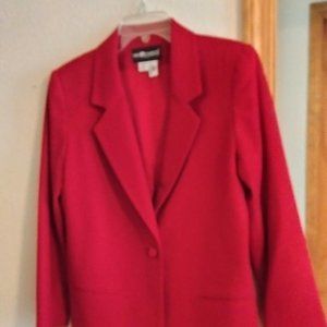 Sag Harbor pure wool pants suit, red